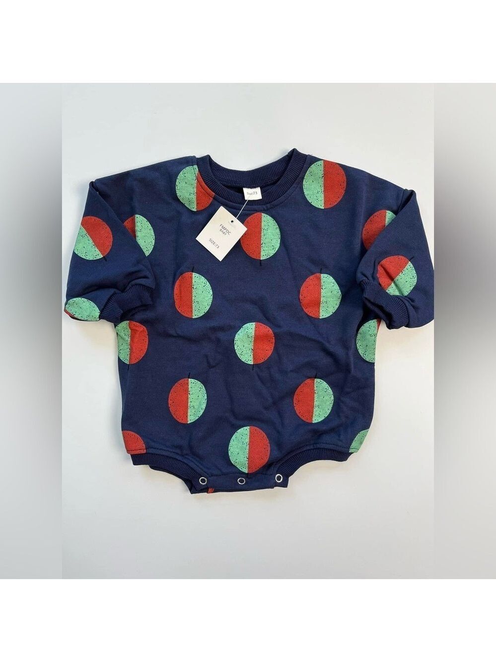 Navy Blue and Red Polka Dot Kids Sweater‎ Bodysuit Bubble Romper